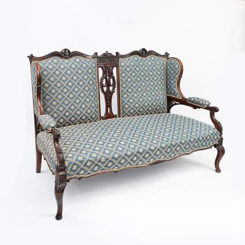 Antique Edwardian Mahogany Salon Sofa image-2