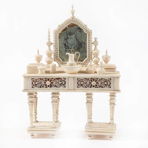 Antique 19th Century Carved Bone Miniature Dressing Table image-1