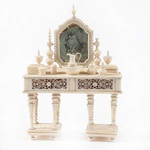 Antique 19th Century Carved Bone Miniature Dressing Table