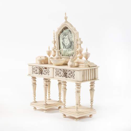 Antique 19th Century Carved Bone Miniature Dressing Table image-2