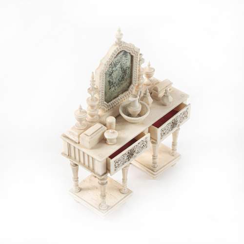 Antique 19th Century Carved Bone Miniature Dressing Table image-3