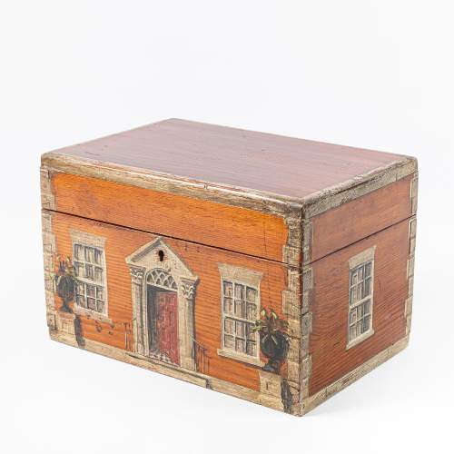 Vintage Pine Box with Painted Decoration image-1