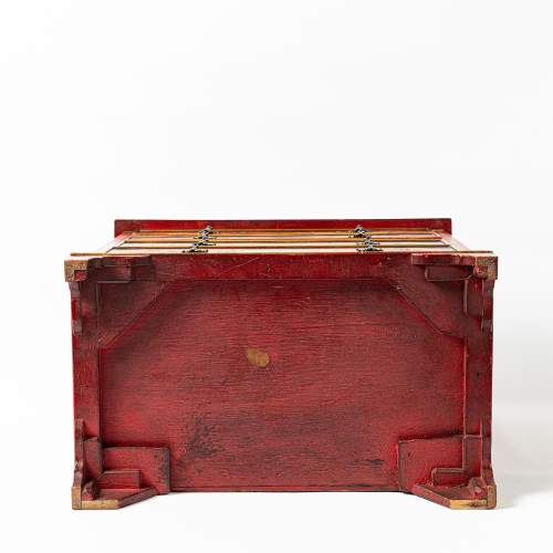 Vintage Scarlet Japanned Miniature Chest of Drawers image-6