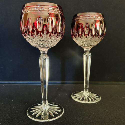 A Pair of Waterford Ruby Wine Glasses image-1