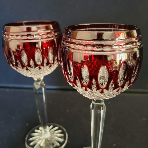 A Pair of Waterford Ruby Wine Glasses image-5