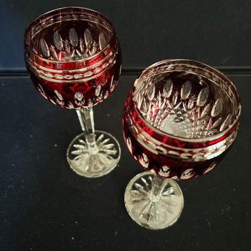 A Pair of Waterford Ruby Wine Glasses image-6