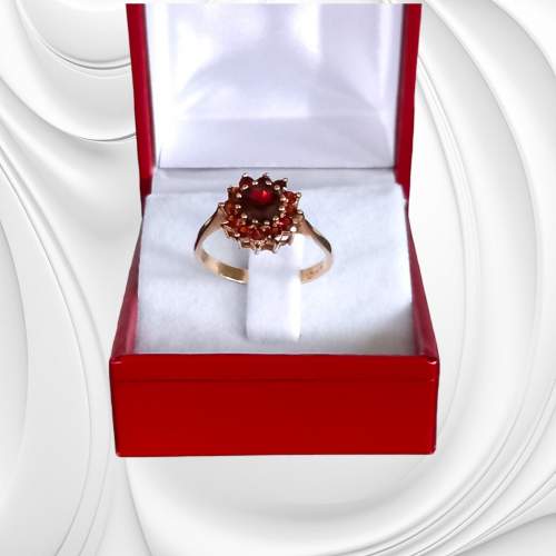 Gold Retro Ruby Cluster Ring image-2