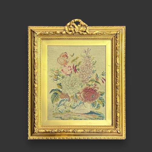 19th Century Framed Floral Wool Tapestry image-1