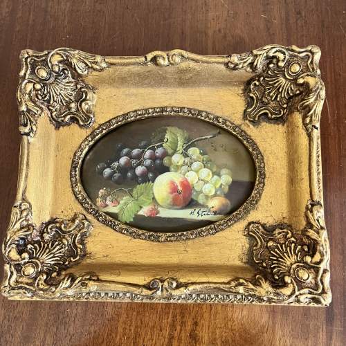 A Miniature Still Life Oil Painting by H. Steine image-1