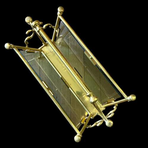 French Maison Bagues Brass and Smoked Glass Magazine Rack image-5