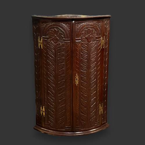 19th Century Carved Oak Wall Corner Cupboard image-1