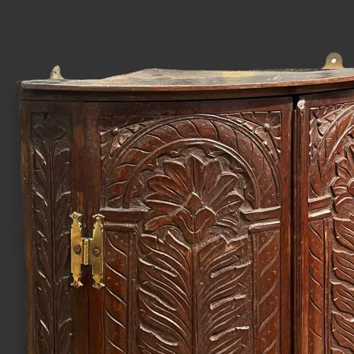 19th Century Carved Oak Wall Corner Cupboard image-2