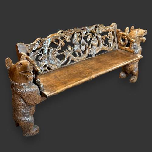 20th Century Hand Carved Black Forest Bench image-1