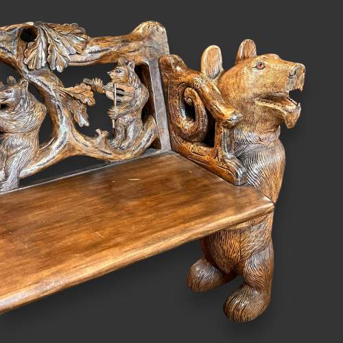 20th Century Hand Carved Black Forest Bench image-2