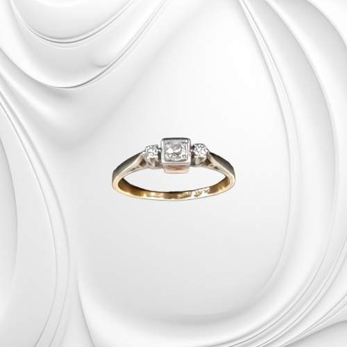 18ct Gold Platinum Diamond Art Deco Ring image-1