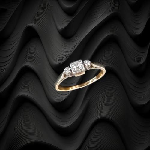 18ct Gold Platinum Diamond Art Deco Ring image-2