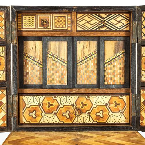 Fabulous Japanese Antique Meiji Period Parquetry Table Cabinet image-6