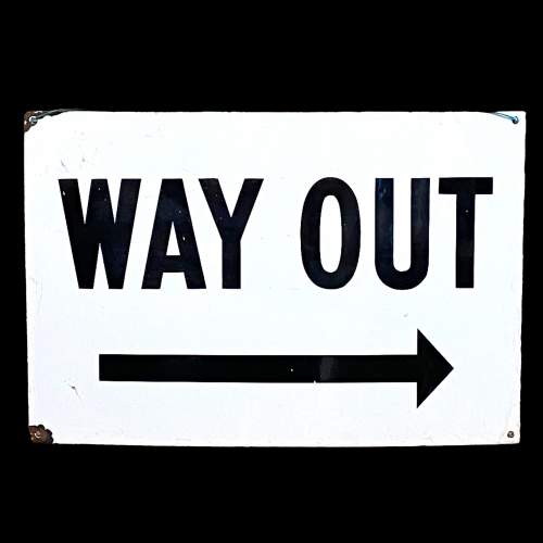 Black and White Enamel Way Out Sign image-1