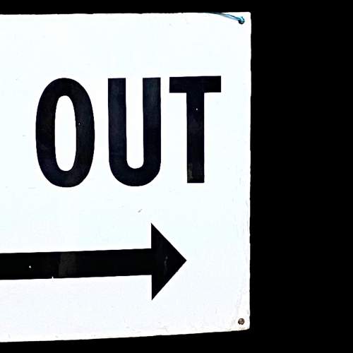 Black and White Enamel Way Out Sign image-3