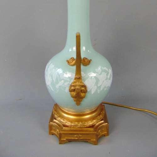 A Quality Duck Egg Blue Porcelain Table Lamp image-3