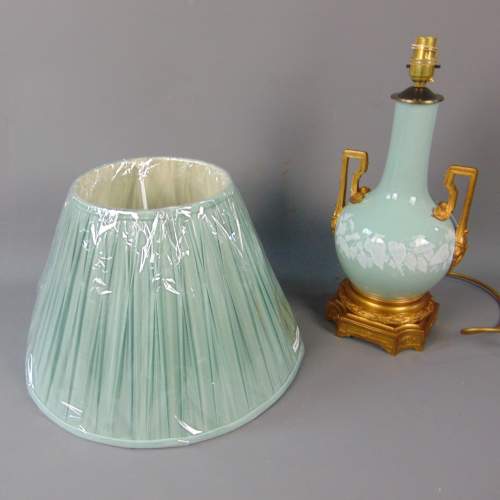 A Quality Duck Egg Blue Porcelain Table Lamp image-5