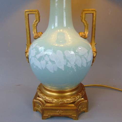 A Quality Duck Egg Blue Porcelain Table Lamp image-6