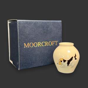 Boxed Moorcroft Jack Russell Vase