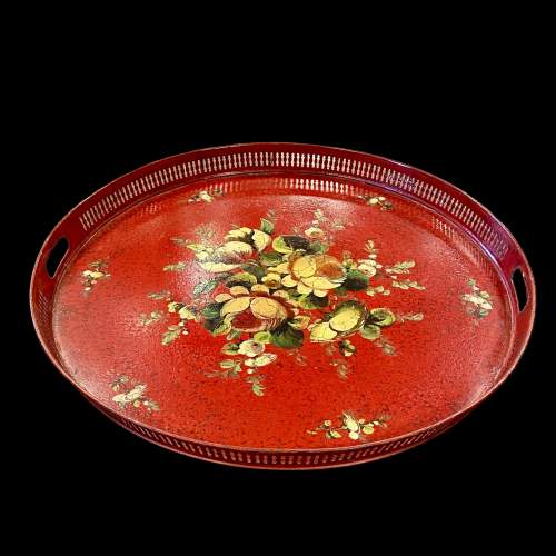 French Antique Circular Toleware Tray image-1