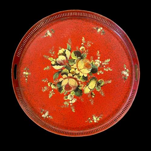 French Antique Circular Toleware Tray image-2