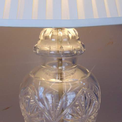 Superb Quality Pair of Cut Glass Lamps with Pleated Shades image-4