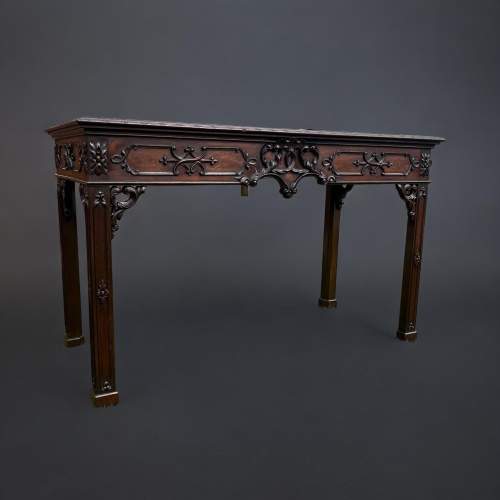 A Chinese Chippendale Design Mahogany Console Table image-1