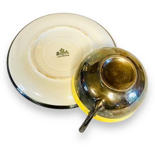 Rosenthal Art Deco Silver Overlay Yellow Porcelain Cup & Saucer image-3