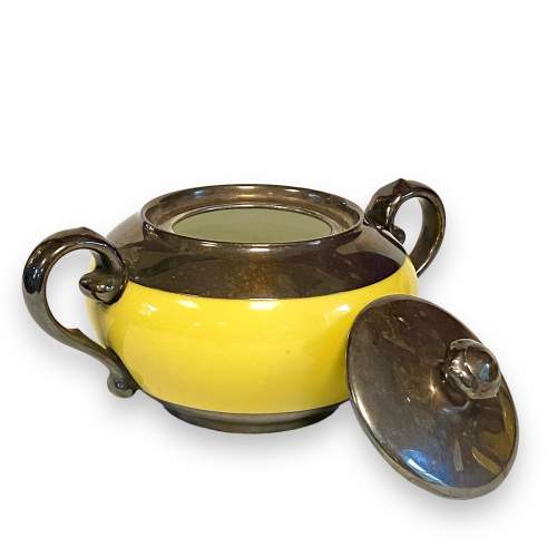 Rosenthal Art Deco Silver Overlay Yellow Porcelain Coffee Set image-4