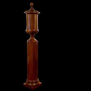 Mahogany Lidded Pedestal Urn on Fluted Column