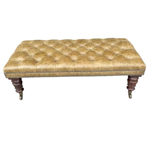 William IV Buttoned Leather Stool image-1