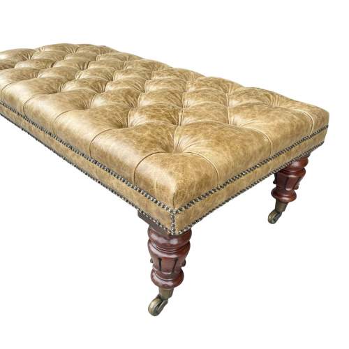 William IV Buttoned Leather Stool image-2