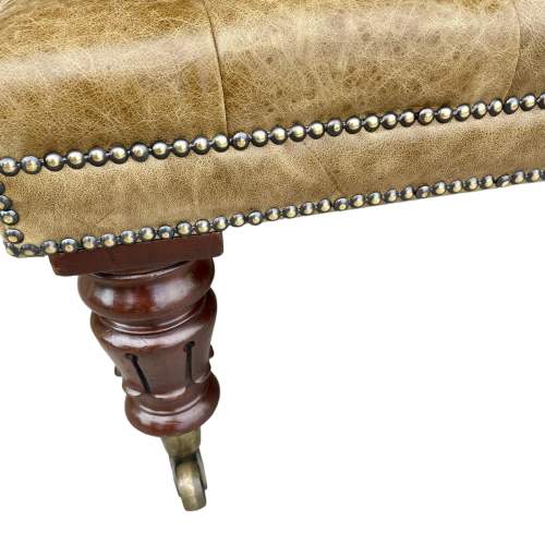William IV Buttoned Leather Stool image-3