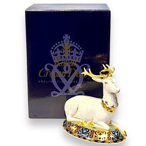 Royal Crown Derby Paperweight of The White Hart image-1