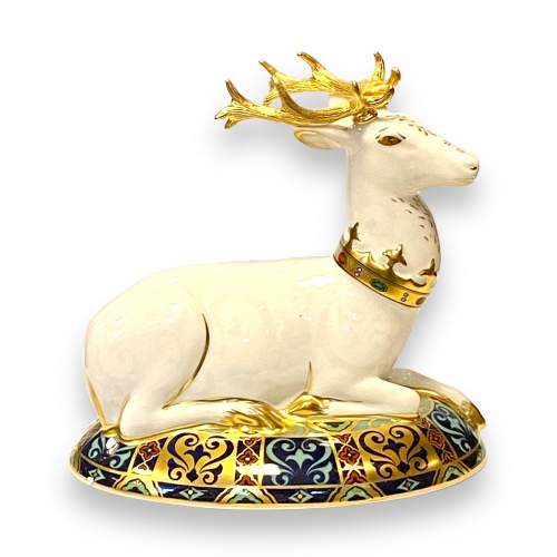 Royal Crown Derby Paperweight of The White Hart image-2