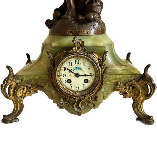 Hippoylte Moreau 19th Century French Spelter and Onyx Clock image-2