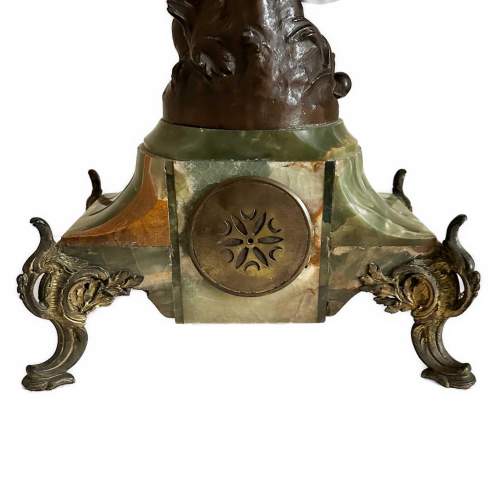 Hippoylte Moreau 19th Century French Spelter and Onyx Clock image-4