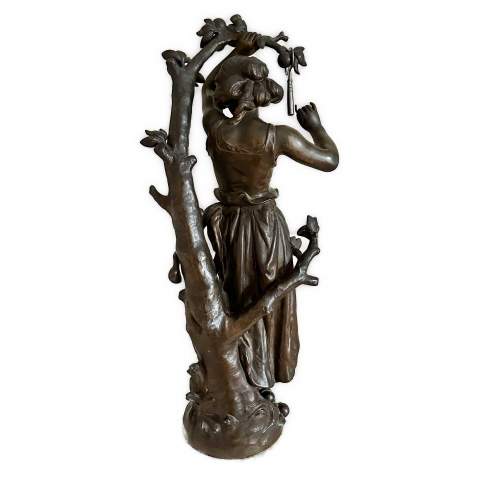 Hippoylte Moreau 19th Century French Spelter and Onyx Clock image-6