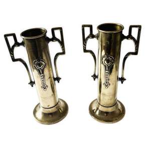 A Pair of Art Nouveau Cylindrical Vases.