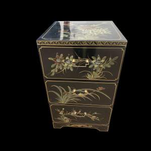 Chinese Black Lacquer Small Chest of Three Drawers