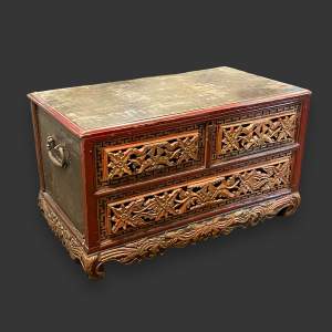 18th Century Hand Made Gold Leaf Dowry Chest