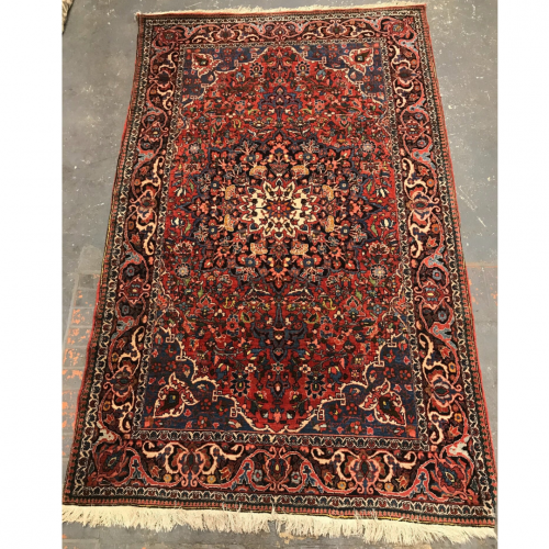 Hand Knotted Persian Bidjar - Deep red, Blue and Ivory image-1