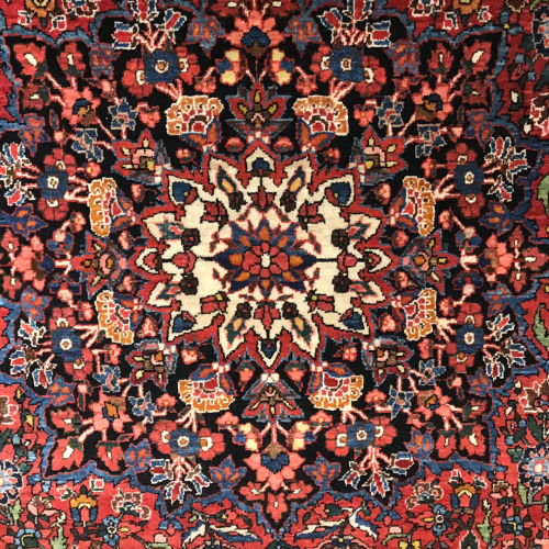 Hand Knotted Persian Bidjar - Deep red, Blue and Ivory image-2