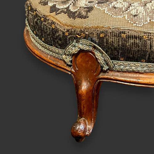 Pair of Victorian Mahogany Beadwork Footstools image-5
