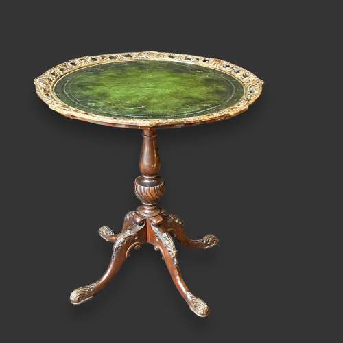 Victorian Carved Mahogany Leather Topped Pedestal Table image-1
