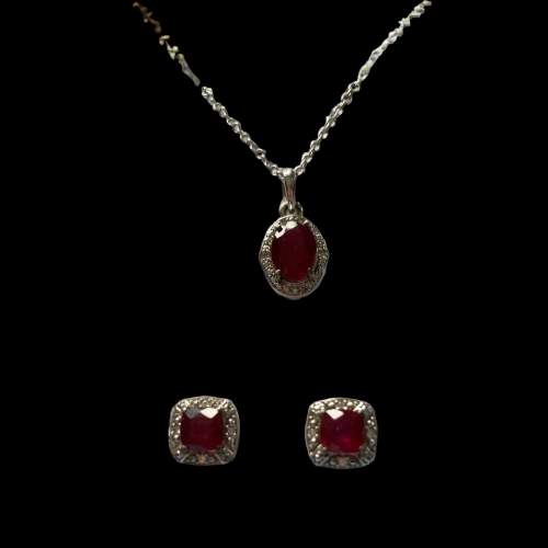 Madagascon Ruby and Diamond Pendant Set image-1